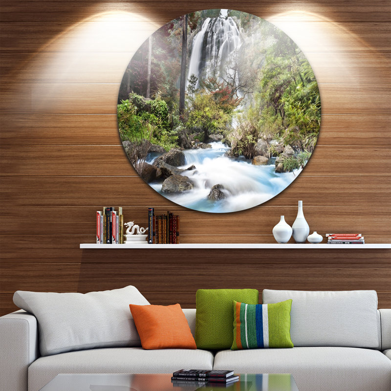 « blue klonglan cascade », reproduction de photo sur métal, H 23 po x l 23 po x P 1 po