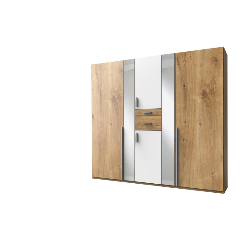 Aleph 5 Door Manufactured Wood Wardrobe, White/Dark Brown