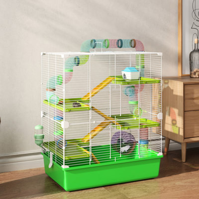 Très grande cage à hamster de 23 po à 5 niveaux avec tubes et tunnels, poignées portatives, avec roue d'exercice, tubes,