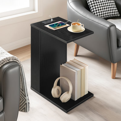 Table de bout en C avec station de charge et rangement