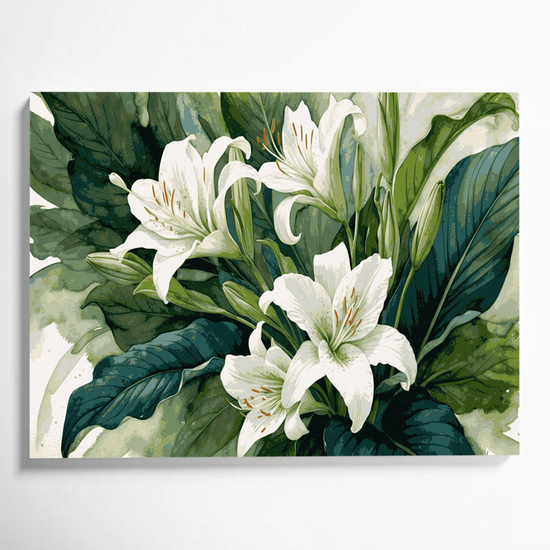 «Botanical Peace Lily», art mural sur toile, H 24 po x l 36 po