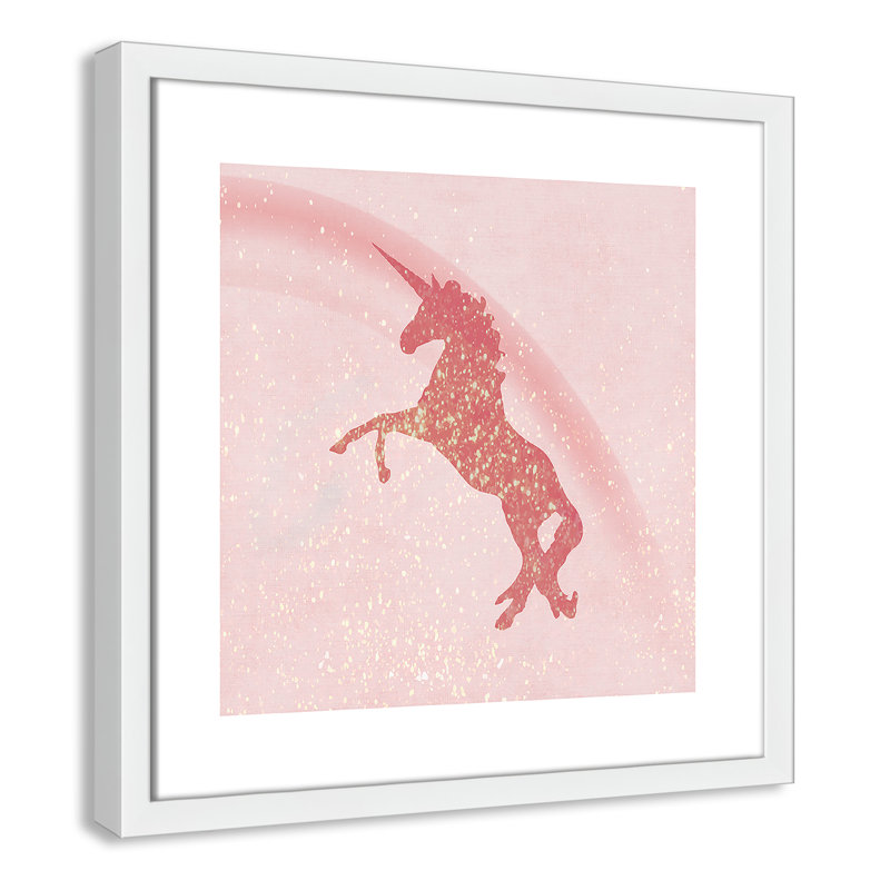 Paillettes licorne 2, H 17 po x l 17 po x P 1,19 po, Cadre boîte champagne clair