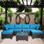 Patio extérieur avec coussins: 7 chaises en PE et table basse