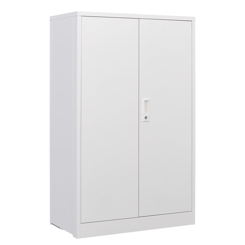 Metal Cabinet With Adjustable Shelf - Garage, Locking Folding White Storage Foldable Design For Home And Office, White