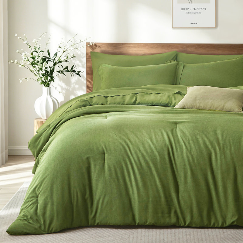 Ensemble d'édredon pour lit double Suncomfy, Édredon double / grand + 6 pièces supplémentair, Vert sauge