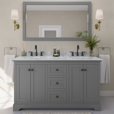 Ensemble de meuble-lavabo double 60 "avec miroir Avery