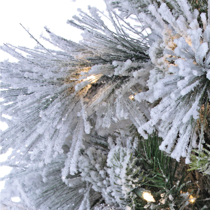9' Green Pine Artificial Christmas Tree with 900 White Lights with Stand, 9' H