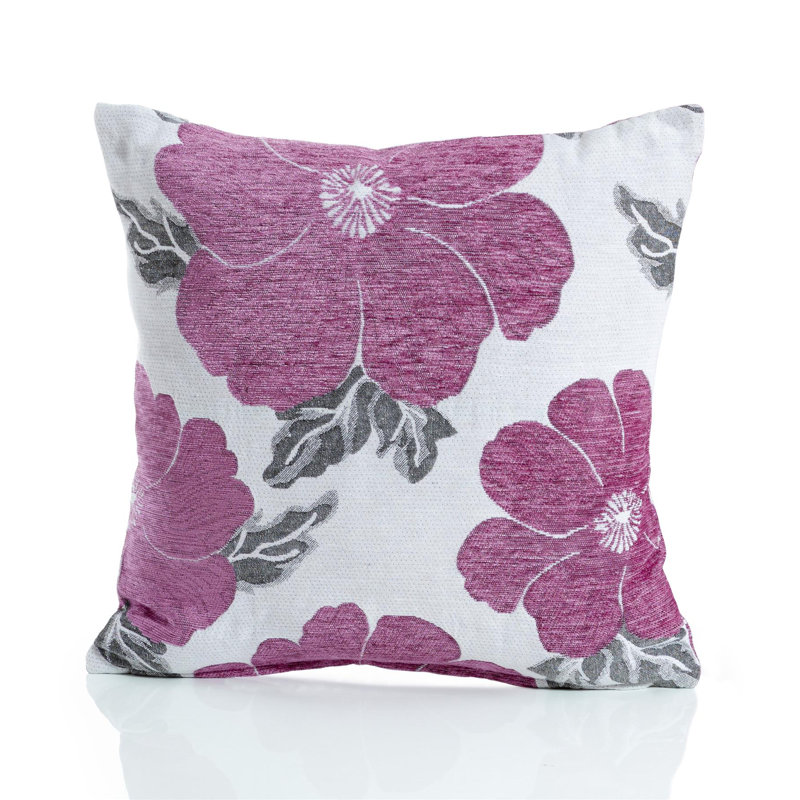 Darionte Poppy Chenille Cushion Cover, Pink, 55cm x 55cm, Pillow Cover Only