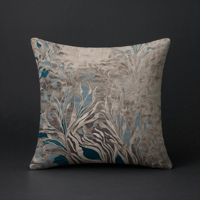 Coussin décoratif intérieur / extérieur gris Modern Modern, Carré 20 po, Noir abstrait 1