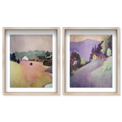 Hill Town Set Framed Graphic Art