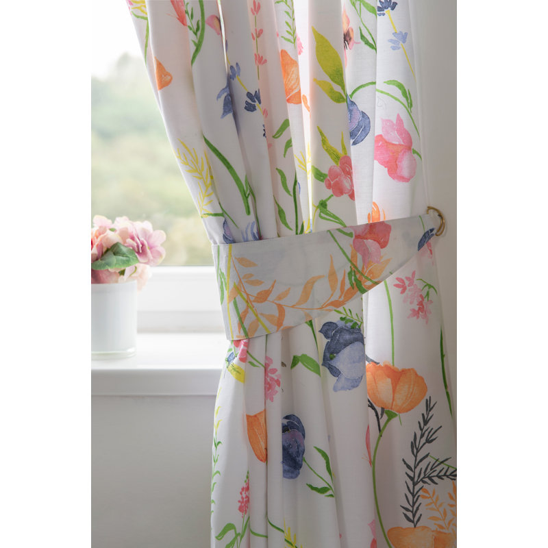 Larissa Cotton Blend Standard Curtain Pair, 168cm Width x 183cm Drop