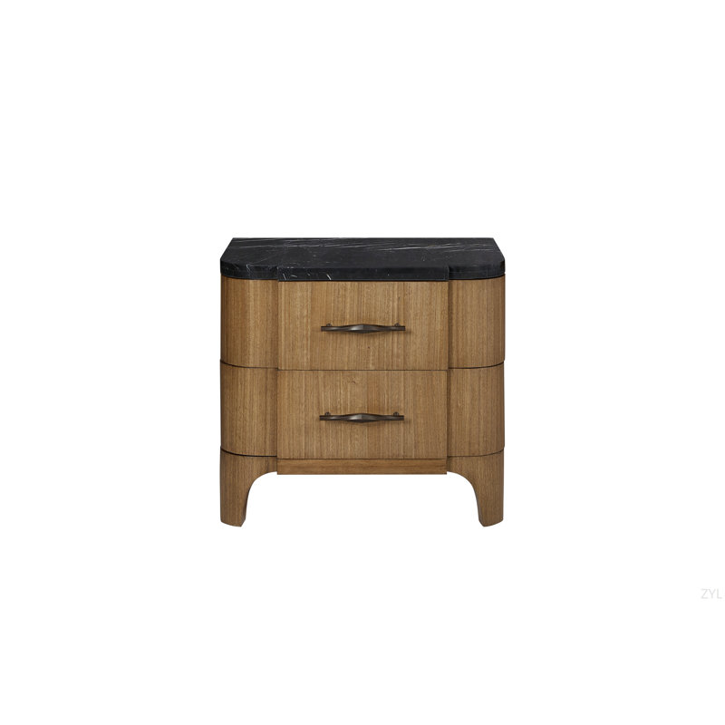 Retro Double Drawer Nightstand