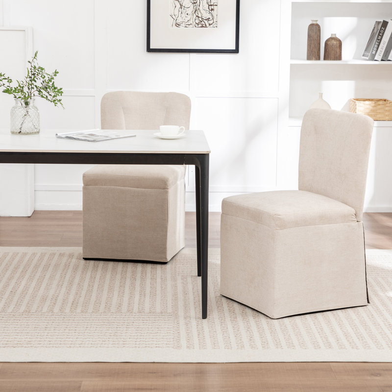 Chaise sans accoudoirs en mélange de lin, Gris