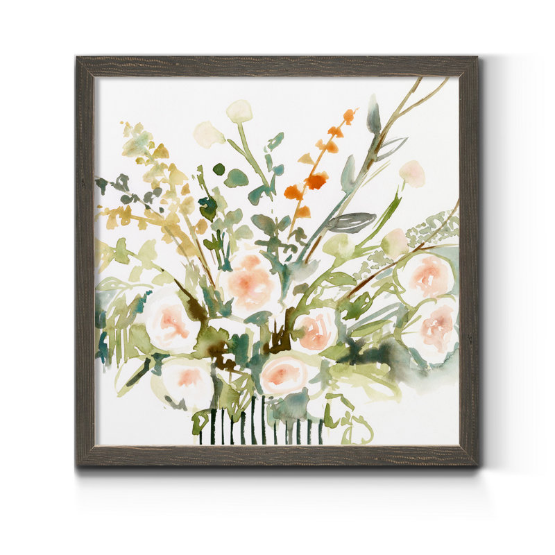 " Foraged Flowers I ", 27.5" H x 27.5" W x 1.5" D, Gray Framed Canvas