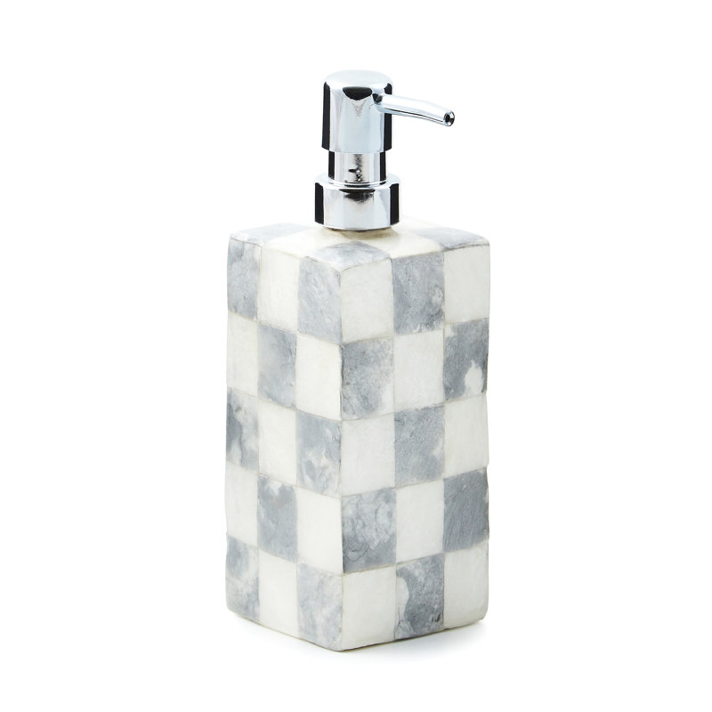 Rosy Check Capiz Soap Pump, Gray/White/Silver