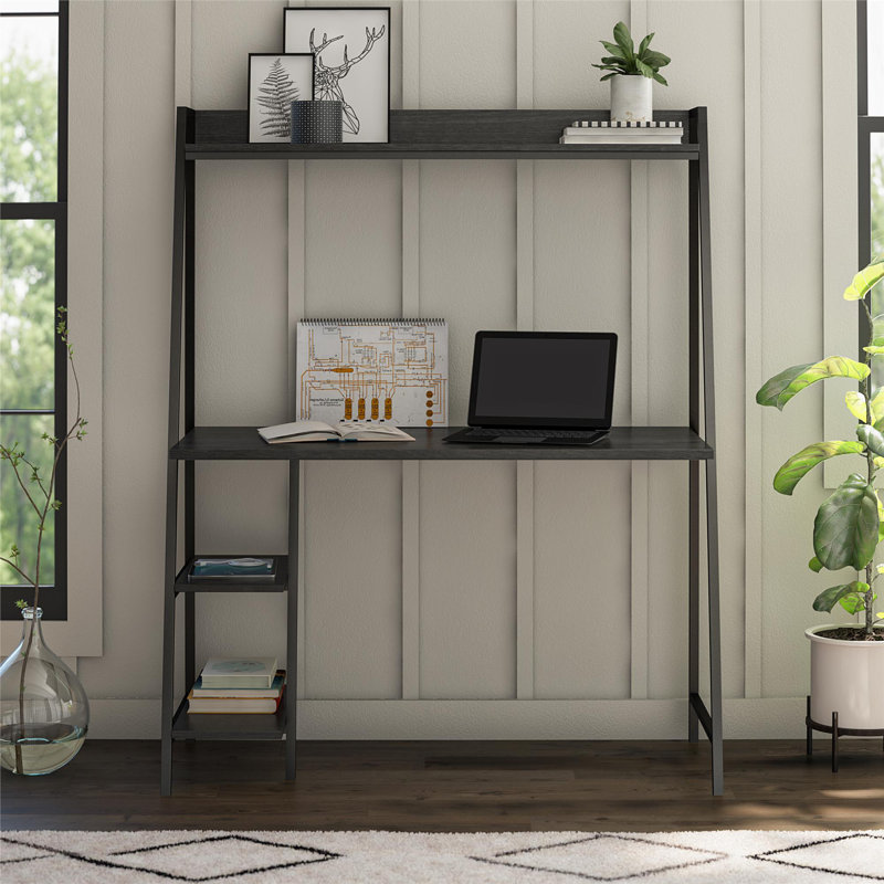 Otisco Stainless Steel Leaning / Ladder Desk, Black, Black