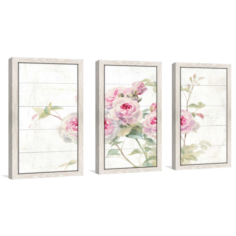 « doux roses sur bois », reproduction de peinture à l’acrylique à multiples images, L 40,5 po x H 25,5 po x P 1 po
