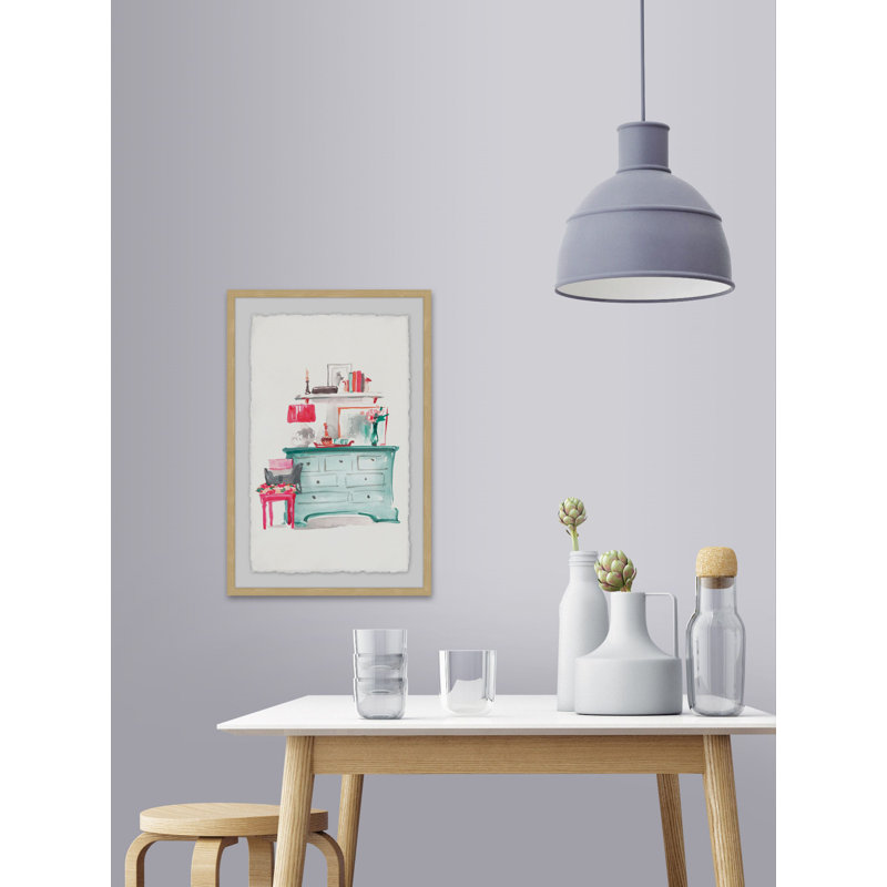 Aqua Dresser - Single Picture Frame Painting, 91 cm H x 61 cm W