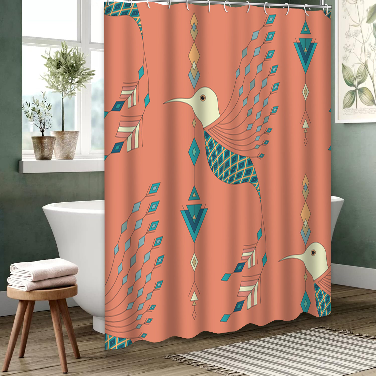 Sunset Tribal Horizon Shower Curtain NCU0NXD1399
