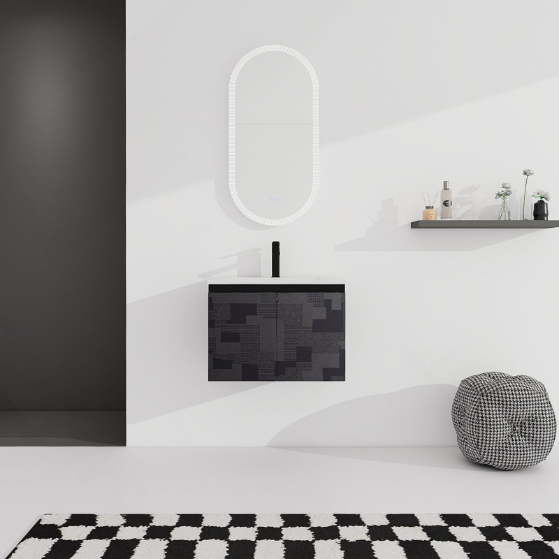 Meuble-lavabo mural 24 po avec lavabo en céramique, 24"