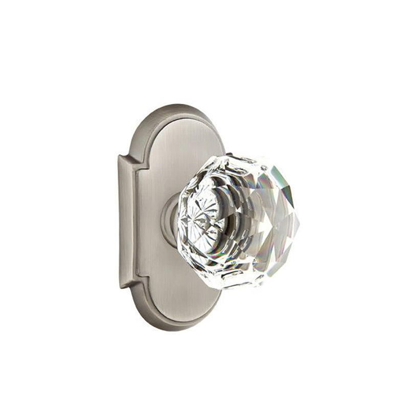 Ensemble de boutons d'intimité Emtek avec rosette et bouton en verre n ° 8, Étain