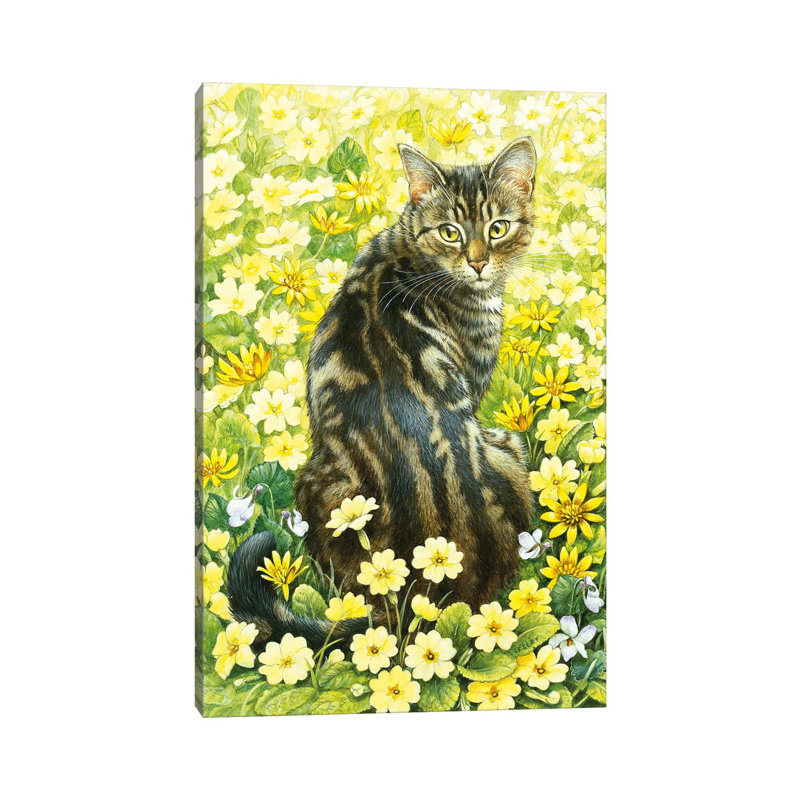 Octopussy In Spring Flowers by Ivory Cats - Wrapped Canvas Print, 20.32 cm H x 30.48 cm W