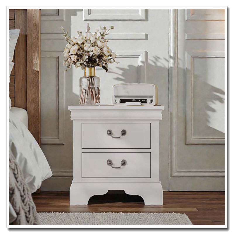 Table de chevet classique en bois 22 po x 16 po x 22,7 po, Blanc