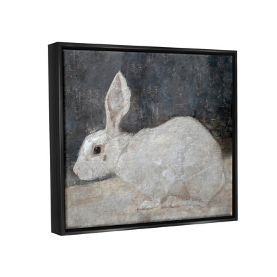 "White Rabbit Bunny", art mural classique encadré flottant par lettres et doublures