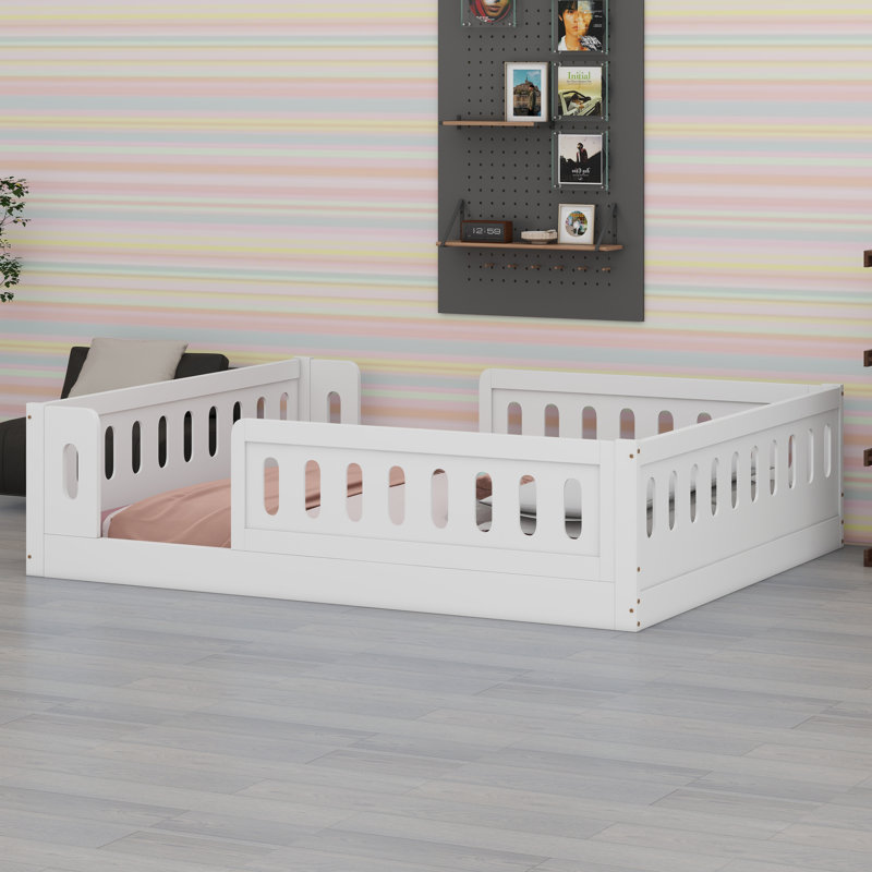 Lit plateforme avec garde-corps, Blanc