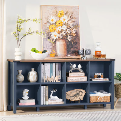 Farmhouse Wood Long Storage Organizer Bookcase