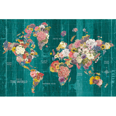Carte botanique avec mots turquoise
