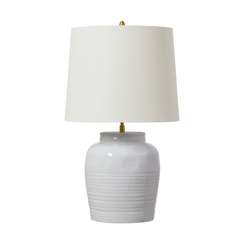 Thomas O'Brien Selena 1 Light Bedroom Home Office Living Room Lamp With Linen Shade, White