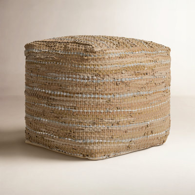 Reynold 16" Genuine Leather Pouffe
