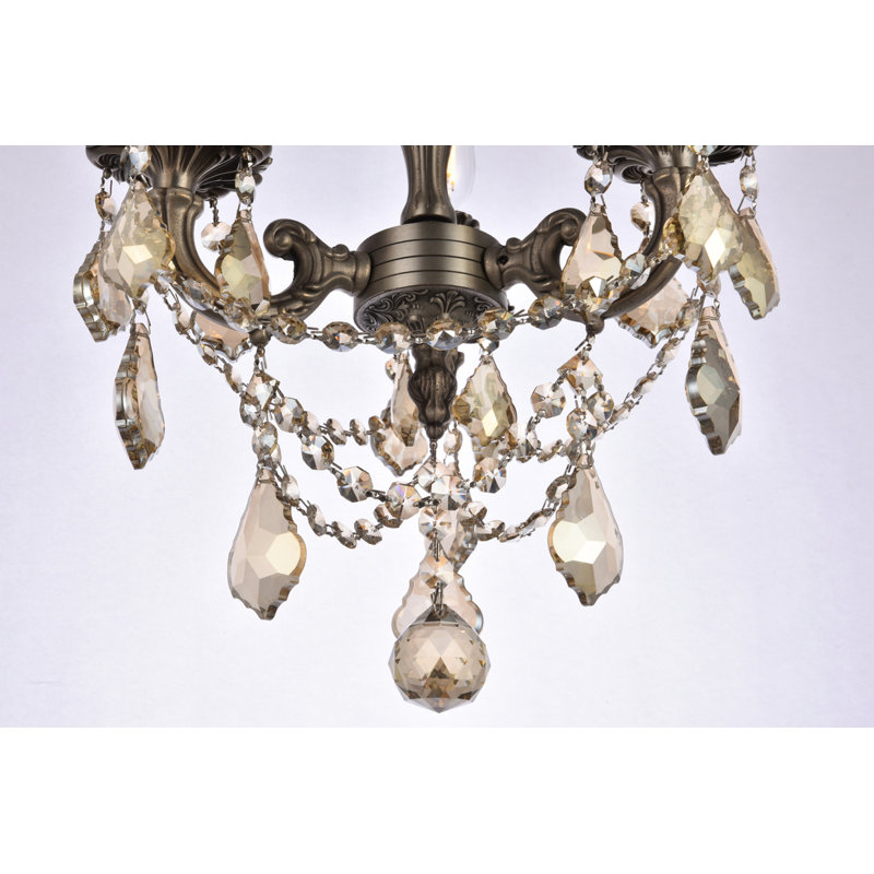 Cristal taillé royal français Rosalia, Bronze foncé, H 14 po x l 13 po x P 13 po, 3 lumières