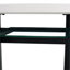 Table de salle à manger ronde de 42 pouces, verre et métal avec tablette inférieure, 4 à 6 places, plateau blanc et base noire élégante