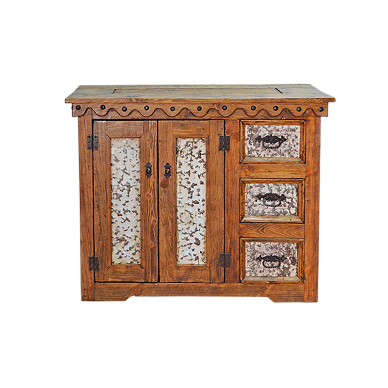 Rustic Wood Console with Metal Accents