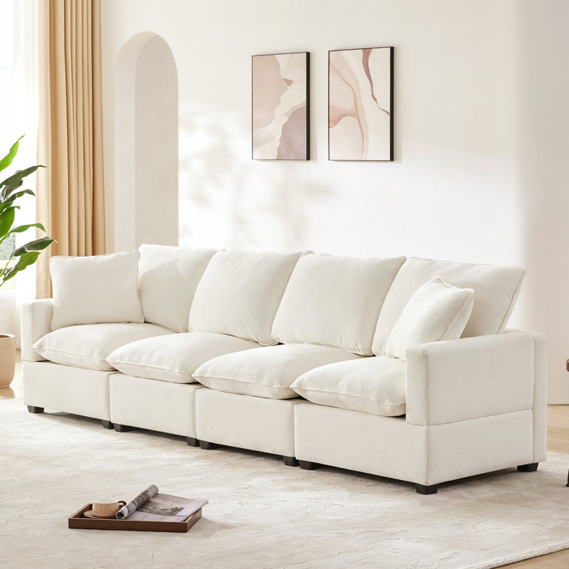 Canapé modulaire en chenille de confort, style moderne pour salon, appartement, bureau, configuration polyvalente