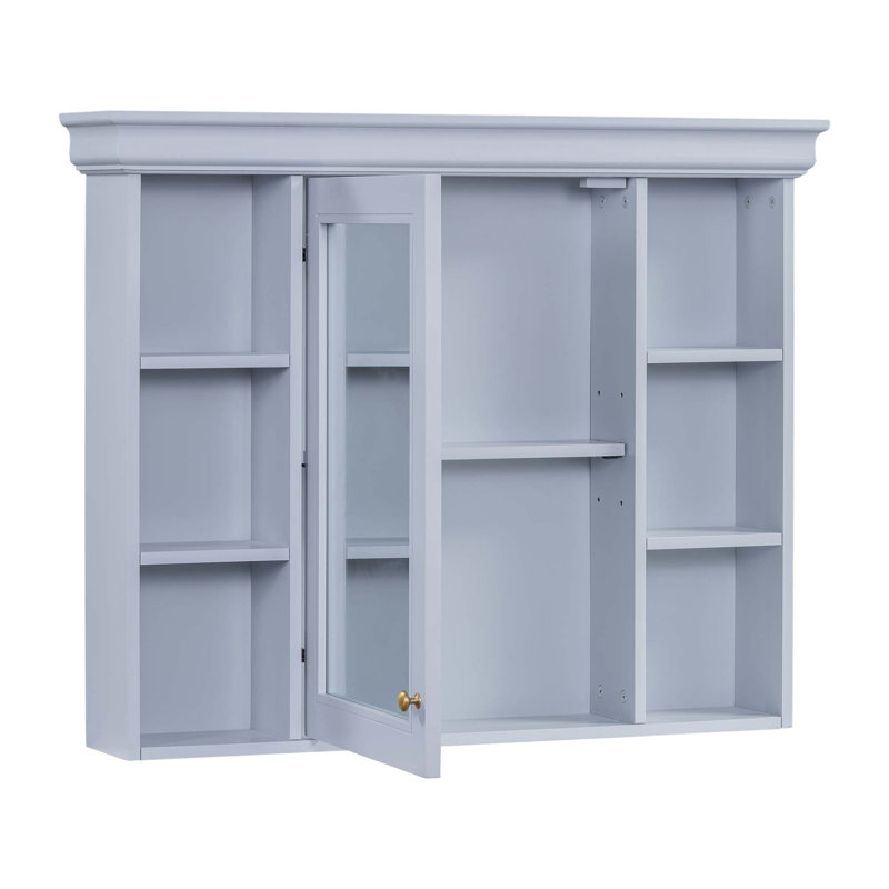 Armoire à pharmacie murale moderne avec porte miroir et 6 tablettes ouvertes Modern, Blanc