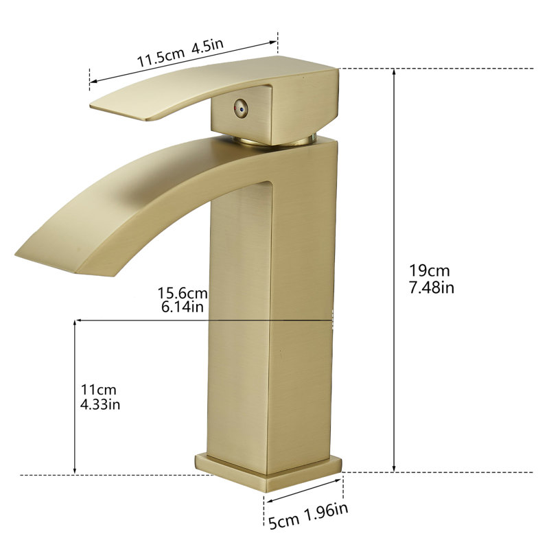 Topcraft Single Handle Single Hole Bathroom Sink Faucet, Brushed Gold