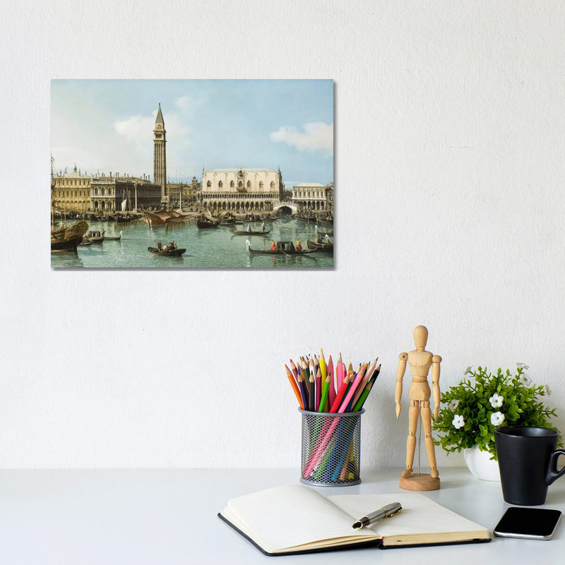 The Molo From The Basin Of San Marco, Venice, C.1747-1750 by Canaletto - Wrapped Canvas Painting, 20.32 cm H x 30.48 cm W