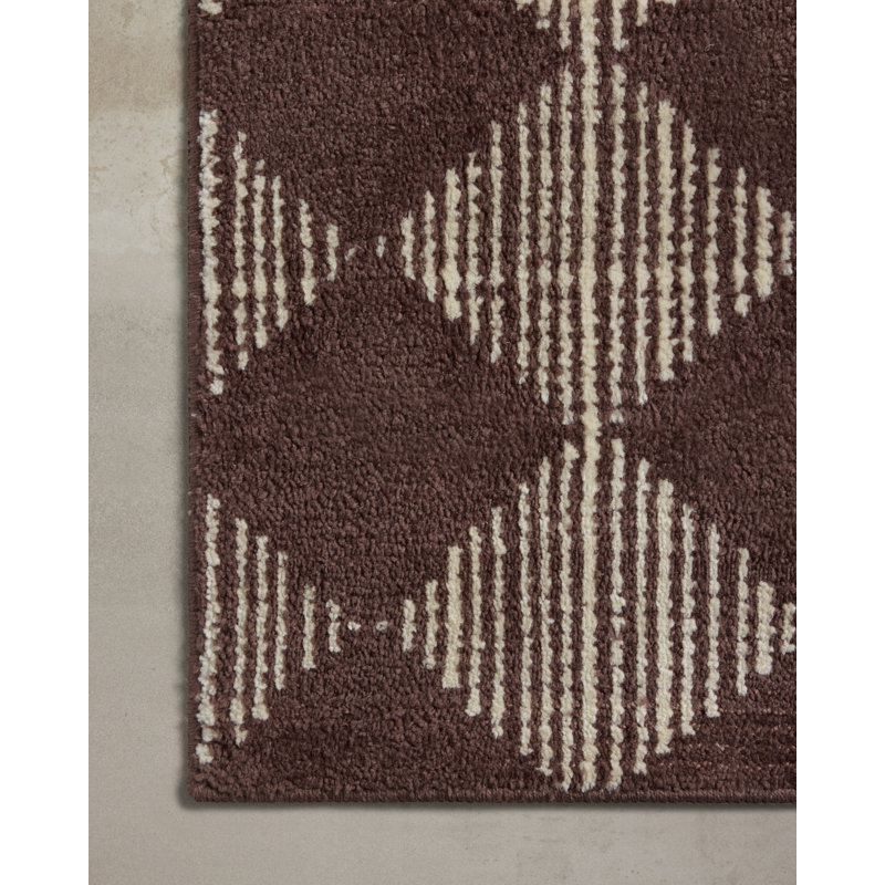 Lawrence Bath Mat, 1'-10" x 5', Plum / Ivory