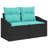 vidaXL Garden Sofa Set 7 pcs Black and Turquoise Poly Rattan