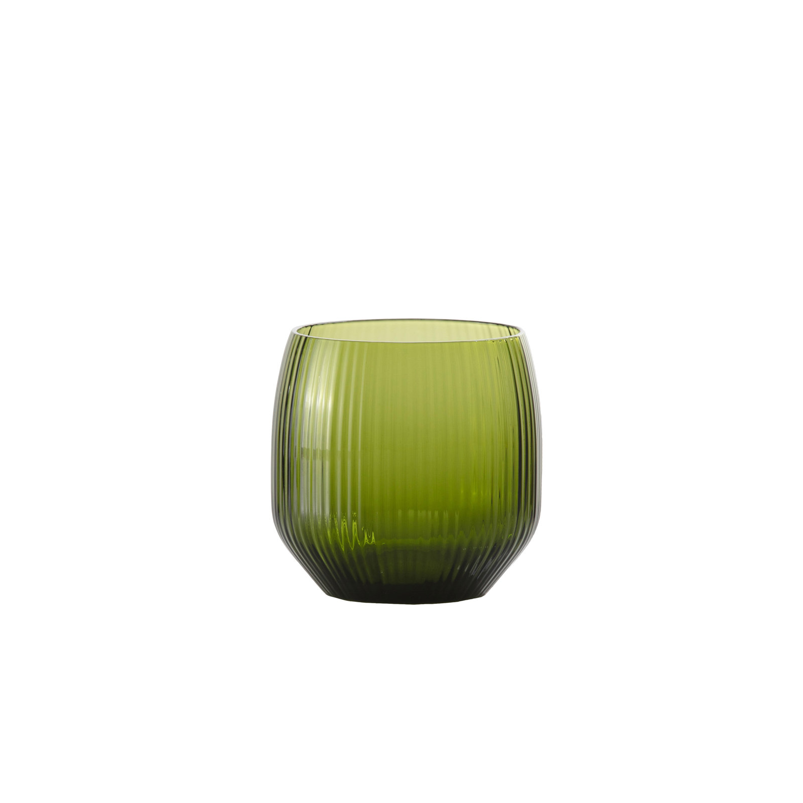 Ribbed Highball Glass, Textured Palm Green, 13 fl oz
