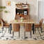 Ensemble de table de salle à manger Farmhouse pour 4 à 6 personnes, ensemble de table de cuisine en bois de style rustique-112246351-112246350
