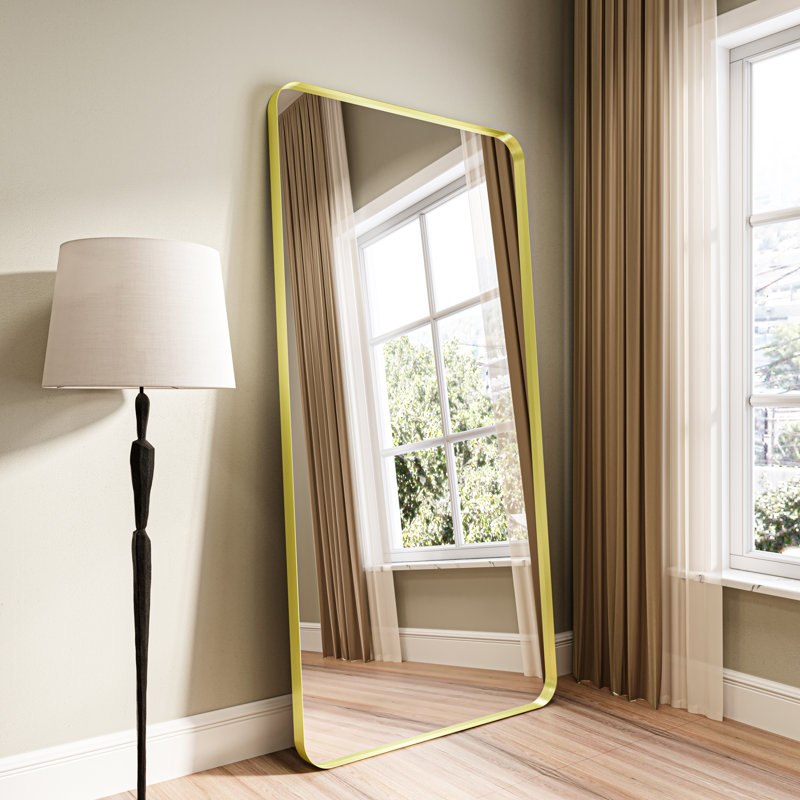 Nicolaos Metal Rectangle Mirror, Gold, 72" x 32"