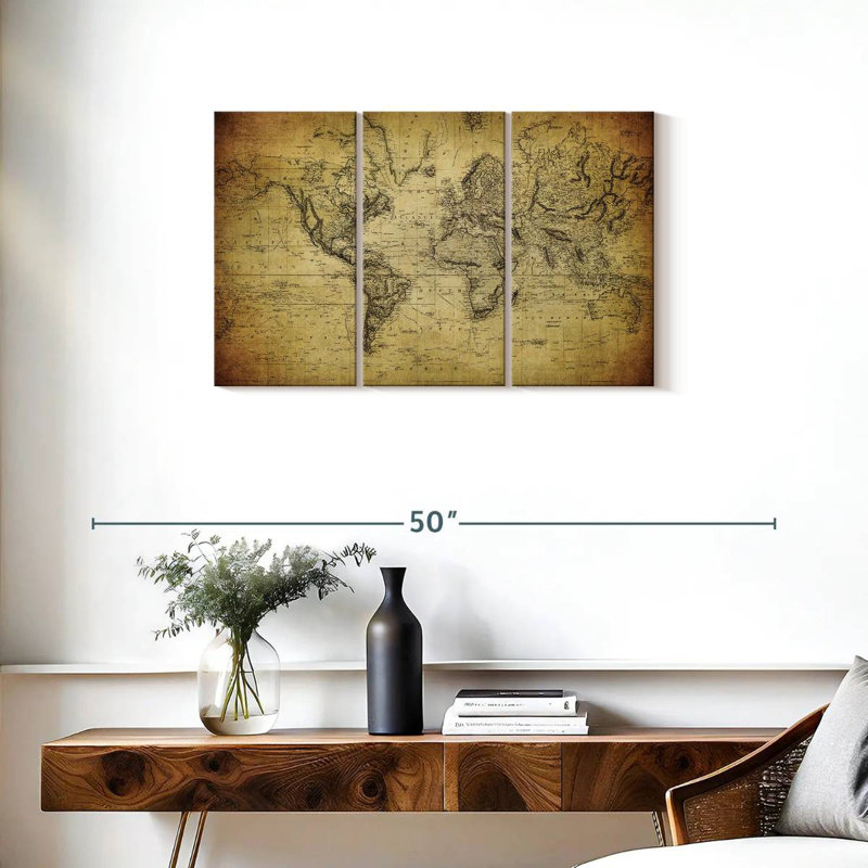Aliaz Sepia World Map, 20" H x 33" W