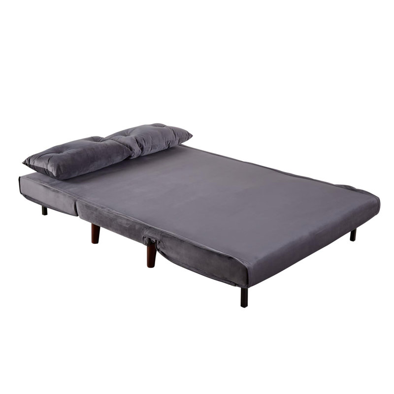 Lonara Two Seater Upholstered Double Sofa Bed, Grey Velvet