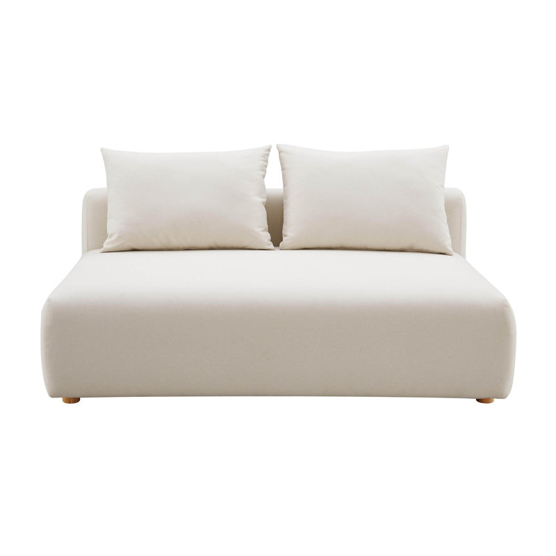 Chiemi Cheryll Textured Fabric Modular Loveseat, Natural