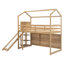Lit mezzanine simple en bois avec glissoire, tablettes de rangement et éclairage intégré-833184848