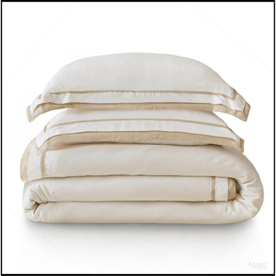 3 Pieces King/Cal King Duvet Cover Set,White+Beige